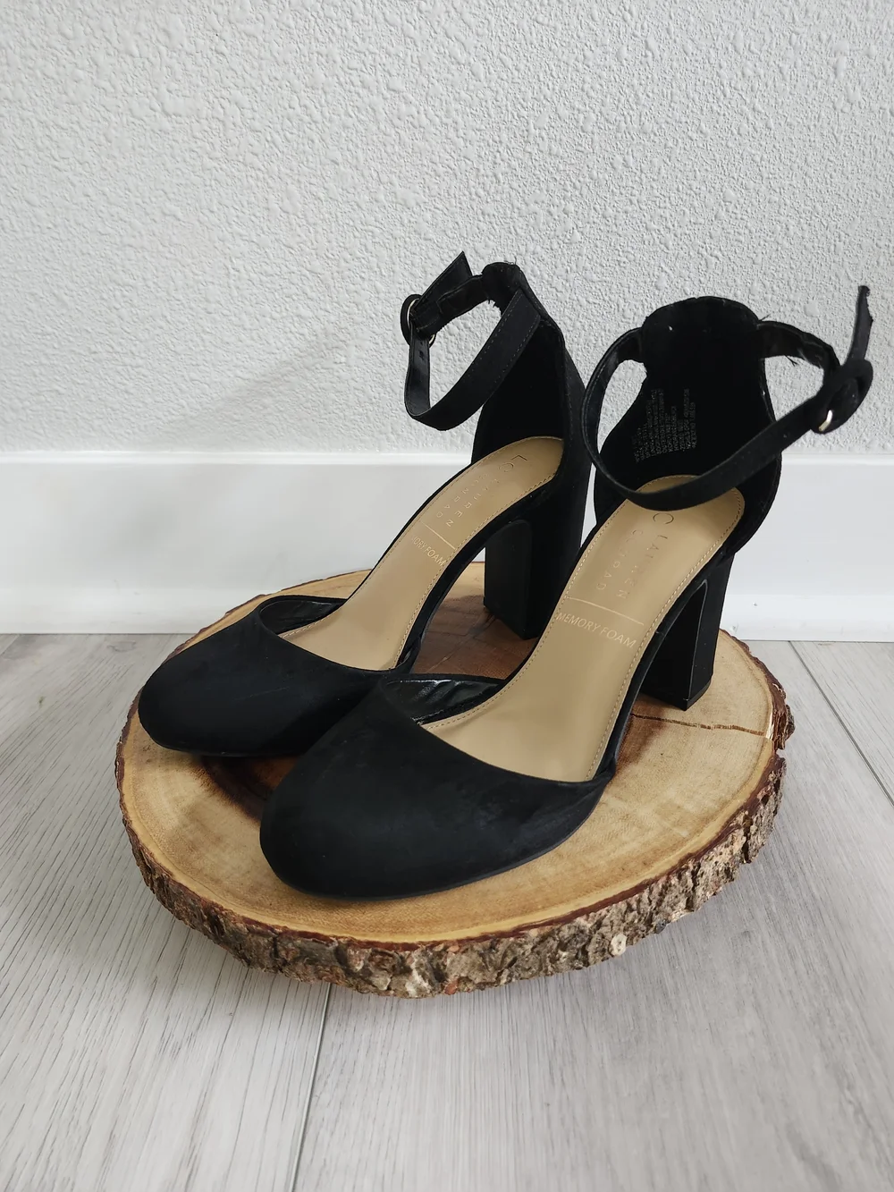 LC Lauren Conrad Black Ankle-Strap Block Heel Pump